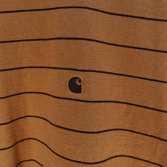 Men's Carhartt WIP striped tee, brown, size Large - Picture 1 of 4